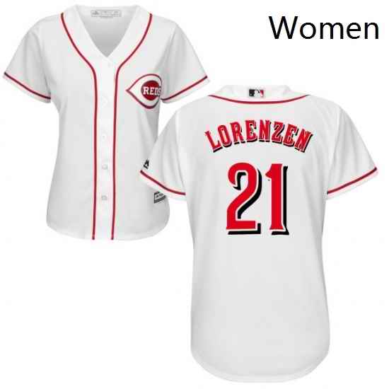 Womens Majestic Cincinnati Reds 21 Michael Lorenzen Authentic White Home Cool Base MLB Jersey